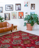 old rug, antique rug, Turkish rug, Portland, Oregon, rug store, rug shop, local shop, bright colors, wild shaman, large rug, area rug, red rug, bold color, burgundy, dark red, flat weave, kilim rug