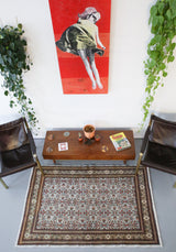 pile rug, turkish rug, vintage rug, portland, rug shop, small rug, wild shaman, earthy tones, light colors, brown, beige
