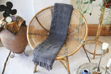 Rustic Large Pestemal Throw in Black Stone