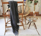 Rustic Large Pestemal Throw in Black Stone