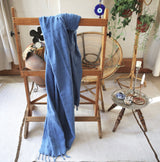 Rustic Large Pestemal Throw in Indigo