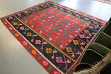 Vintage Balkan Kilim Rug 7'4"x9'