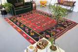 Vintage Balkan Kilim Rug 7'4"x9'
