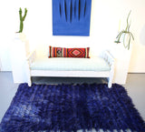 Vintage Filikli Tulu Rug in Royal blue 3.7ftx6.5ft