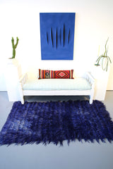 Vintage Filikli Tulu Rug in Royal blue 3.7ftx6.5ft