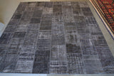 Vintage Patchwork Isparta Rug overdyed in Ash 12.4ftx12.4ft