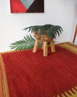 Vintage kilim rug in living room setting, bright colors, wild shaman, soft rug, bold color, Portland, Oregon, rug store, rug shop, local shop, vintage rug, modern kilim, warm colors