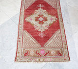Vintage faded Turkish Anatolian Runner Rug