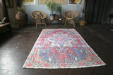 Vintage Faded Anatolian Rug 4.4ftx7.2ft