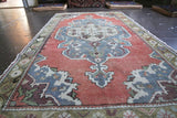 Vintage Faded Turkish Anatolian Rug 4.6ftx7.9ft
