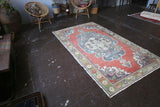 Vintage Faded Turkish Anatolian Rug 4.6ftx7.9ft