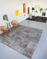 Vintage Overdyed Patchwork Rug overdyed in Black 10ftx10ft