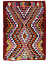 Vintage kilim rug in living room setting, bright colors, wild shaman, soft rug, bold color, Portland, Oregon, rug store, rug shop, local shop, vintage rug, modern kilim, warm colors, antique rug, antique kilim 