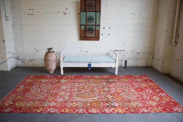 old rug, antique rug, earthy colors, faded colors, Turkish rug, vintage rug, flat weave, kilim rug, large area rug, square rug, Wild Shaman, Portland, Oregon, rug store, rug shop, local shop