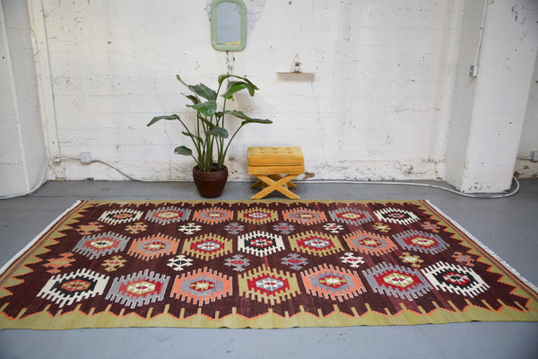 Turkish rug, vintage rug, flat weave, kilim rug, large area rug, square rug, Wild Shaman, Portland, Oregon, rug store, rug shop, local shop,  bright colors, area rug, bold color