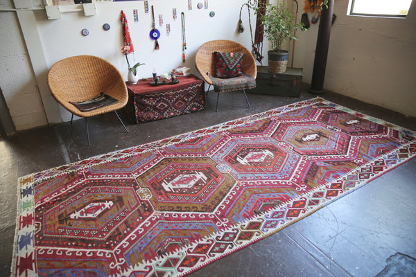 old rug, antique rug, earthy colors, faded colors, Turkish rug, vintage rug, flat weave, kilim rug, large area rug, square rug, Wild Shaman, Portland, Oregon, rug store, rug shop, local shop