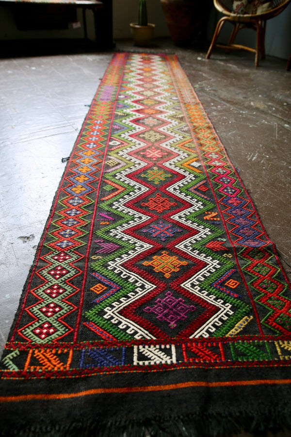 Old Sivas Kilim Runner 2.1ftx10.6ft