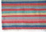 Vintage kilim rug in room decor setting, old rug, antique rug, pastel colors, faded colors, Turkish rug, vintage rug, soft rug, Portland, Oregon, rug store, rug shop, local shop, bold colors, bright colors, faded colors