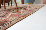 Vintage kilim rug in living room setting, old rug, antique rug, pastel colors, faded colors, Turkish rug, vintage rug, soft rug, Portland, Oregon, rug store, rug shop, local shop, earthy tones, earthy colors, warm colors