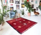 Vintage kilim rug in living room setting, bright colors, wild shaman, soft rug, bold color, Portland, Oregon, rug store, rug shop, local shop, vintage rug, modern kilim, warm colors