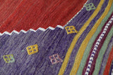 Vintage kilim rug in room decor setting, old rug, antique rug, pastel colors, faded colors, Turkish rug, vintage rug, soft rug, Portland, Oregon, rug store, rug shop, local shop,  antique kilim rug, bold colors, bright colors, faded colors
