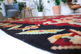 Vintage kilim rug in living room setting, bright colors, wild shaman, soft rug, bold color, Portland, Oregon, rug store, rug shop, local shop, vintage rug, modern kilim, warm colors