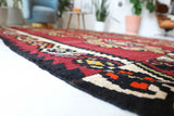 Vintage kilim rug in living room setting, bright colors, wild shaman, soft rug, bold color, Portland, Oregon, rug store, rug shop, local shop, vintage rug, modern kilim, warm colors