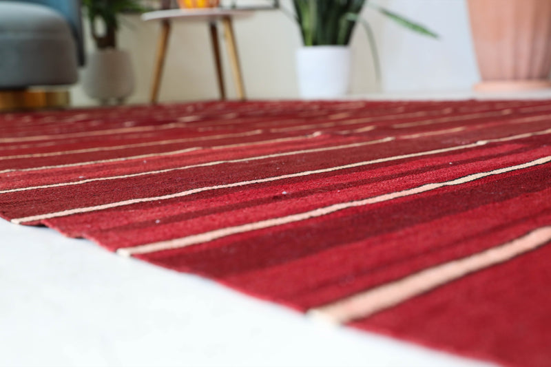 Vintage kilim rug in living room setting, bright colors, wild shaman, soft rug, bold color, Portland, Oregon, rug store, rug shop, local shop, vintage rug, modern kilim, warm colors