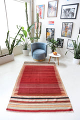 Vintage kilim rug in living room setting, bright colors, wild shaman, soft rug, bold color, Portland, Oregon, rug store, rug shop, local shop, vintage rug, modern kilim, warm colors