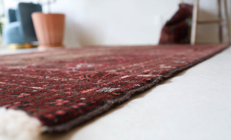 Antique Turkmen rug in a living room setting, pile rug, Turkish rug, vintage rug, portland, rug shop, bright colors, wild shaman, soft rug, bold color, Portland, Oregon, rug store, rug shop, local shop, antique rug