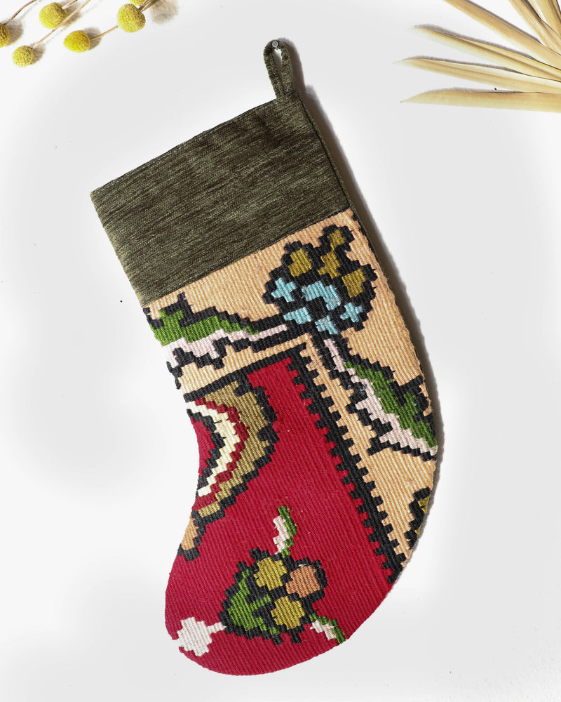 Christmas Stocking, kilim Christmas stocking, gif tables, holiday gift ideas, rug shop, Portland, Oregon, home accessories, kilim accessories, rug accessories,  Christmas gift ideas