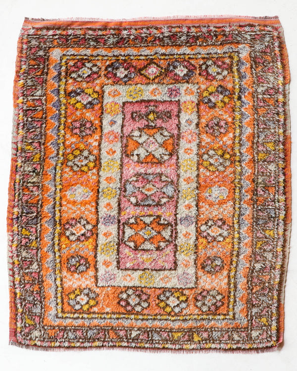 Vintage Turkish rug in a living room setting, pile rug, Turkish rug, vintage rug, portland, rug shop, bright colors, wild shaman, soft rug, bold color, Portland, Oregon, rug store, rug shop, local shop, antique rug