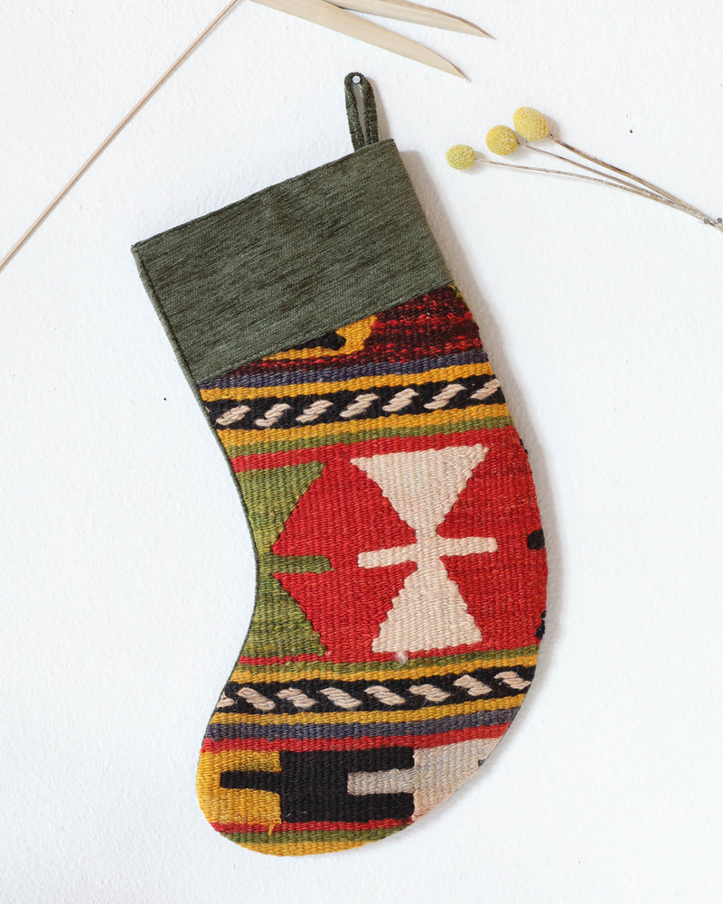 Christmas Stocking, kilim Christmas stocking, gif tables, holiday gift ideas, rug shop, Portland, Oregon, home accessories, kilim accessories, rug accessories,  Christmas gift ideas