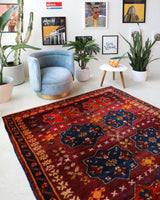 Vintage Turkish rug in a living room setting, Area rug in a living room setting, pile rug, Turkish rug, custom rug, modern rug, portland, rug shop, bright colors, wild shaman, soft rug, bold color, Portland, Oregon, rug store, rug shop, local shop