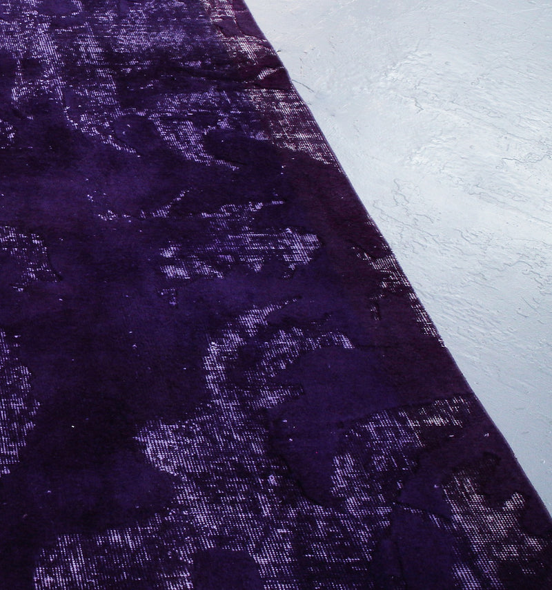 Vintage Turkish Overdyed Rug in Velvety Dark Violet 6.10ftx10ft