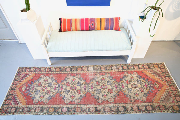 Vintage Anatolian Runner Rug 3ftx9.4ft