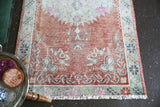 Vintage Faded Anatolian Rug 2.11ftx5.8ft