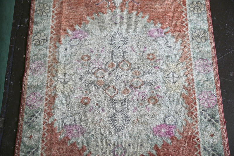 Vintage Faded Anatolian Rug 2.11ftx5.8ft