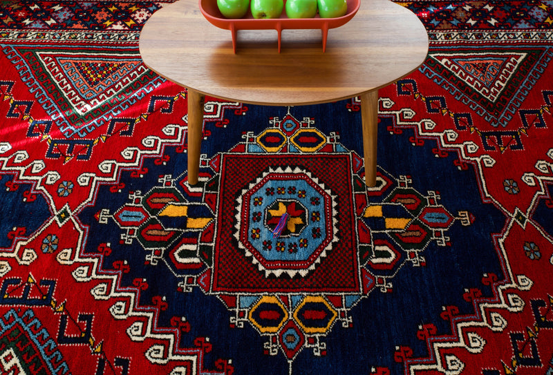 old rug, antique rug, Turkish rug, Portland, Oregon, rug store, rug shop, local shop, bright colors, wild shaman, large rug, area rug, red rug, bold color, burgundy, dark red