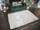 Old Faded Anatolian Rug 3.10ftx5.9ft