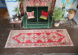 Vintage Turkish Faded Anatolian Runner Rug 3ftx9ft