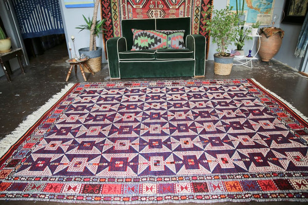 Vintage Aegean Cicim Kilim 6.4ftx8.9ft