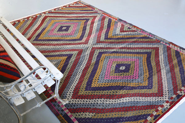 Vintage Aegean Cicim Kilim 5.5ftx8ft