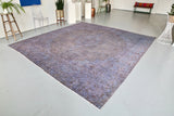 Vintage Overdyed Rug in Navy/Gray 10ftx10.6ft