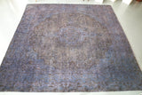 Vintage Overdyed Rug in Navy/Gray 10ftx10.6ft