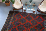 black, red, old rug, vintage kilim, flat weave, antique, oushak, portland rug shop, rug store, wild shaman