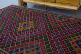 orange, green, mustard, yellow, black, red, old rug, vintage kilim, flat weave, antique, oushak, portland rug shop, rug store, wild shaman