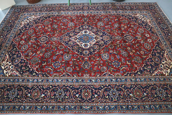 Old Persian Kashan Rug 5.6ftx7.6ft
