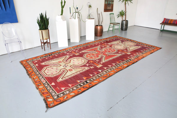 Vintage Turkish Kars Kilim Rug 6'3"x12'4"