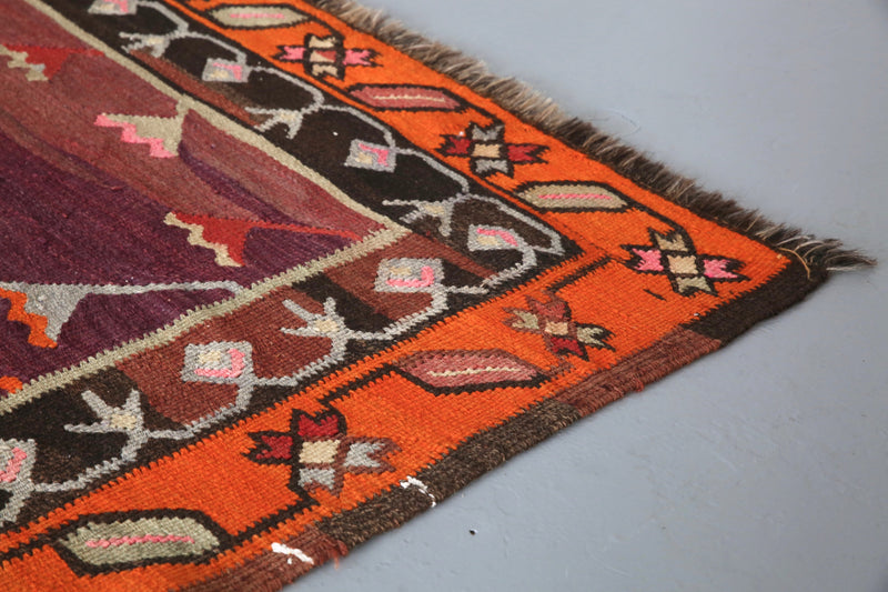 Vintage Turkish Kars Kilim Rug 6'3"x12'4"